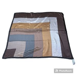 Oscar De La Renta vintage silk scarf brown gray white